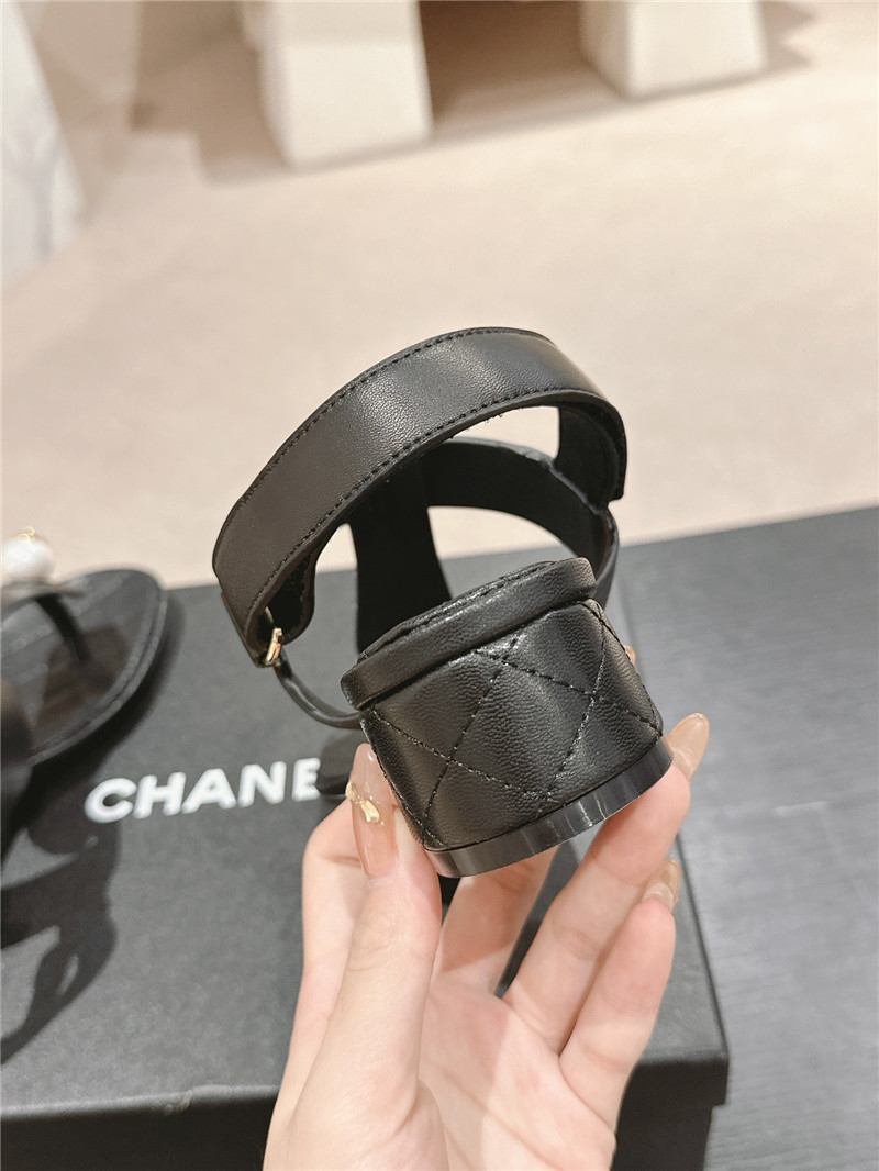 lambskin pearl Ch**el logo sandals