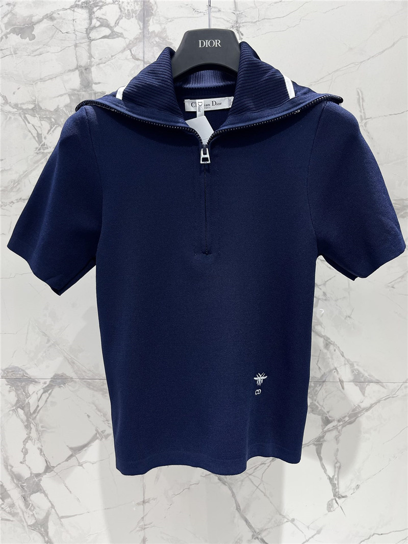 D10r navy collar half zip short sleeve replica designer clothes