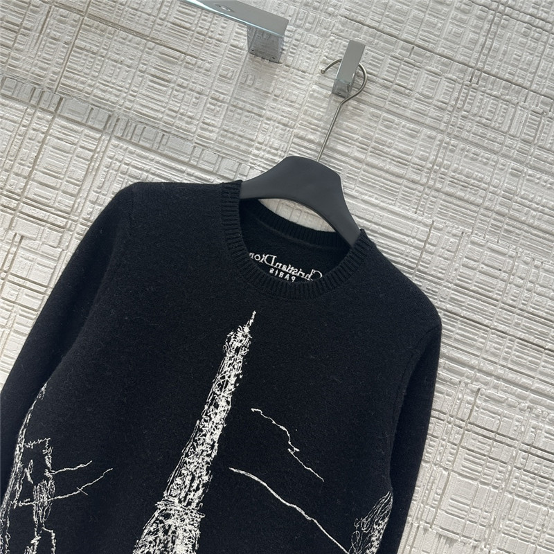 D10r paris motif knit sweater black