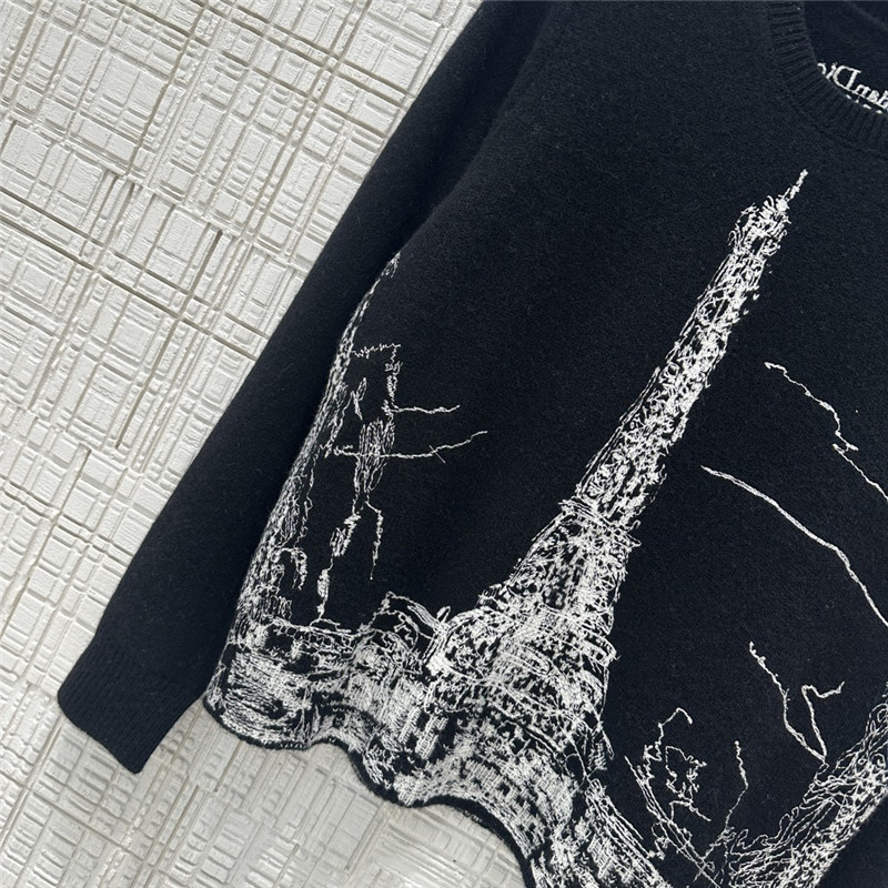 D10r paris motif knit sweater black