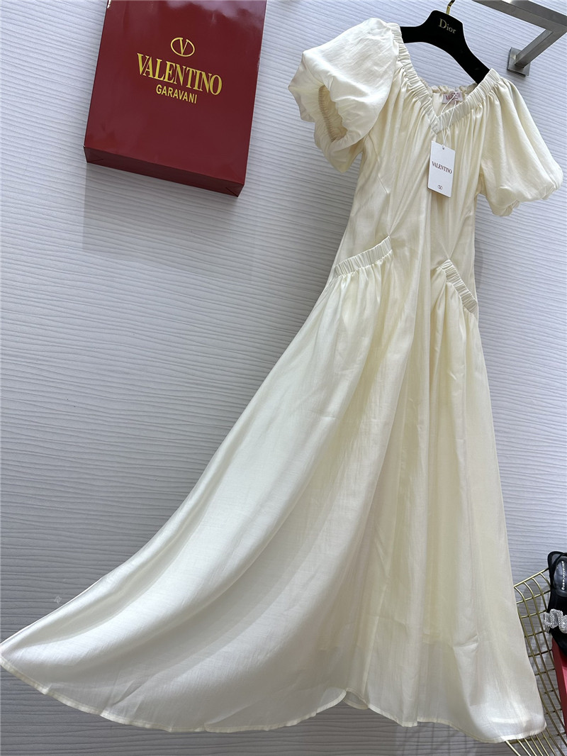 Va1e*ntin0 v neck puff sleeve dress replicas clothes