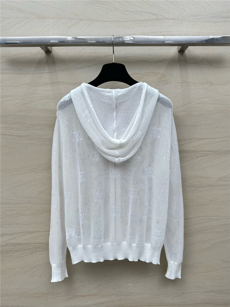 Ce1i*e silk zipped hooded cardigan white