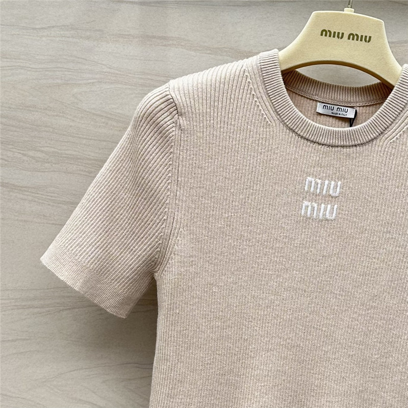 M1um1u slim fit short sleeve knit top replica d&g clothing