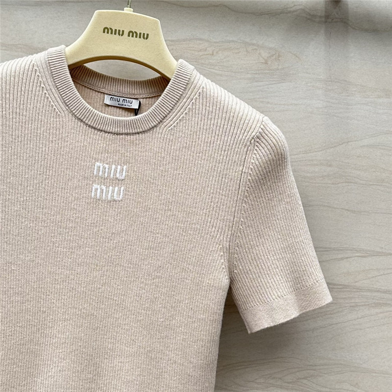 M1um1u slim fit short sleeve knit top replica d&g clothing