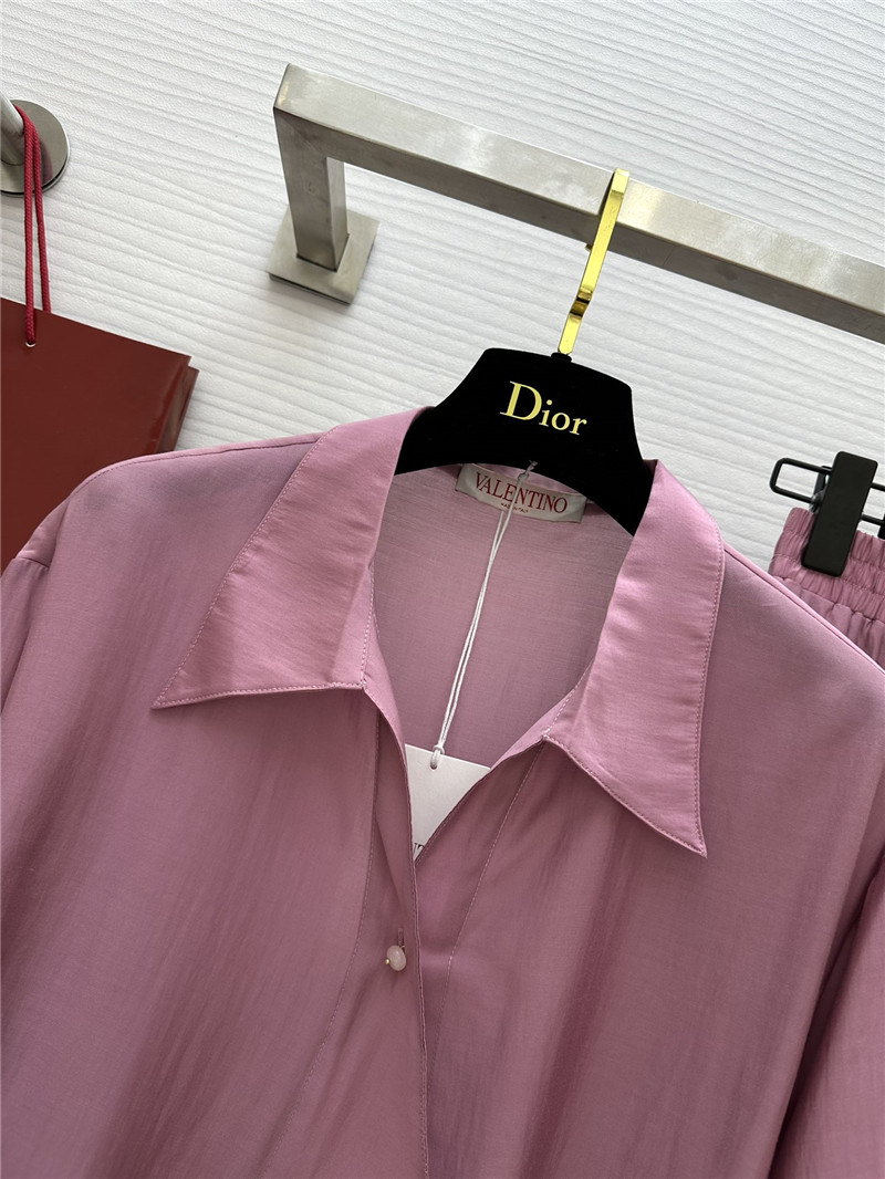 Va1e*ntin0 lapel irregular tie shirt + a-line skirt suit replica clothes