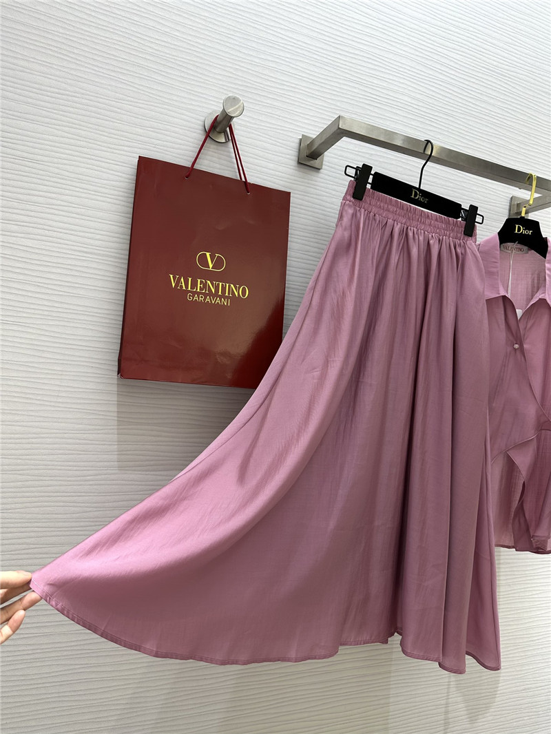Va1e*ntin0 lapel irregular tie shirt + a-line skirt suit replica clothes