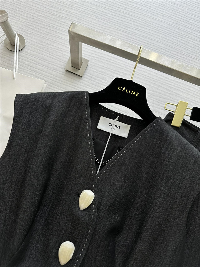 Ce1i*e tencel denim vest + wide-leg pants set replica d&g clothing