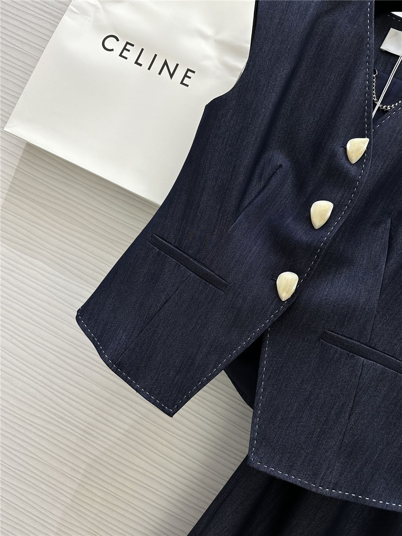 Ce1i*e tencel denim vest + wide-leg pants set replica d&g clothing