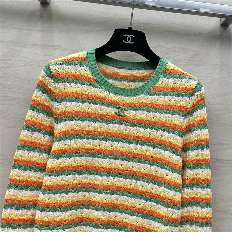Ch**el striped knit sweater green