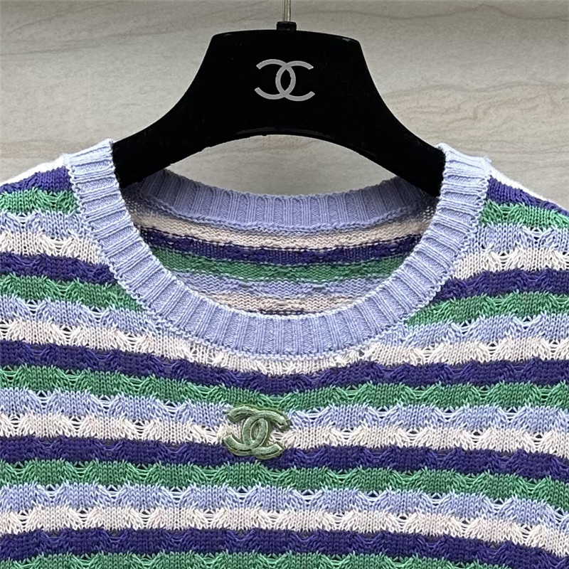 Ch**el striped knit sweater purple