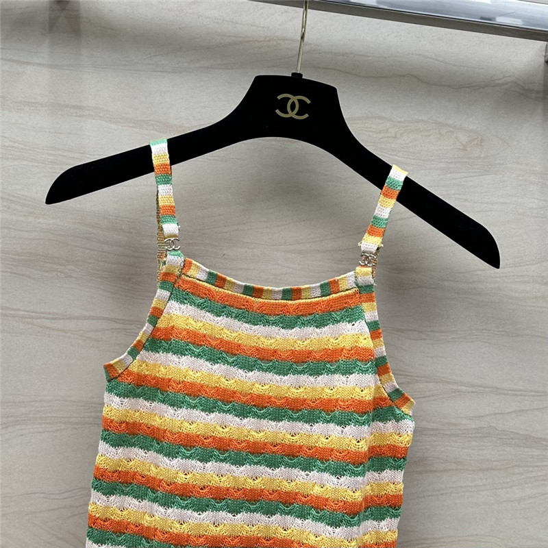 Ch**el dopamine color striped knitted camisole replica d&g clothing