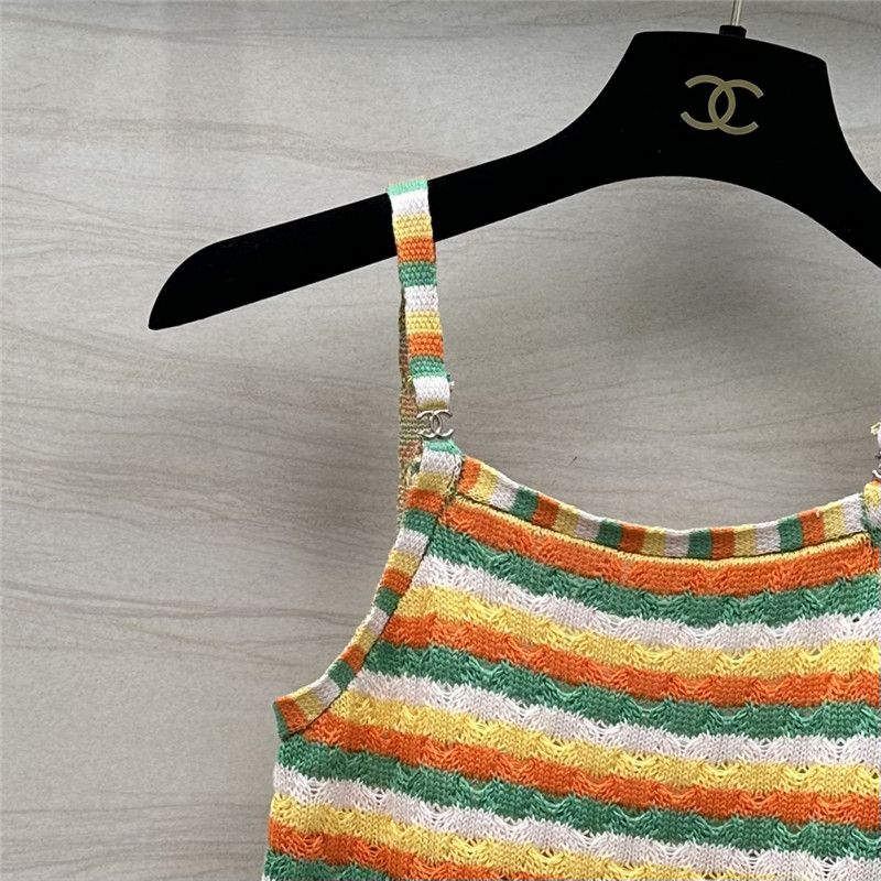 Ch**el dopamine color striped knitted camisole replica d&g clothing