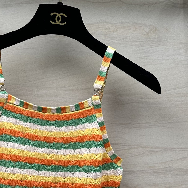 Ch**el dopamine color striped knitted camisole replica d&g clothing
