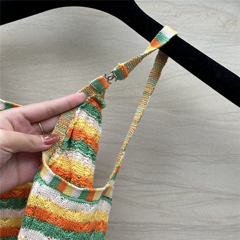 Ch**el dopamine color striped knitted camisole replica d&g clothing