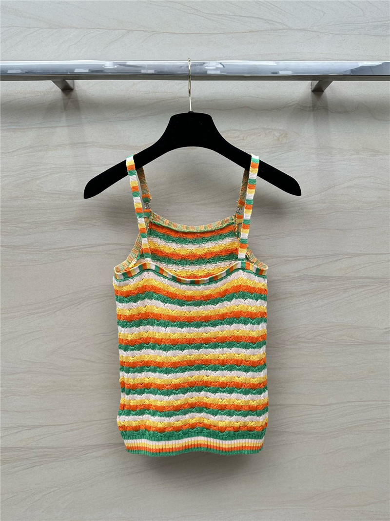 Ch**el dopamine color striped knitted camisole replica d&g clothing