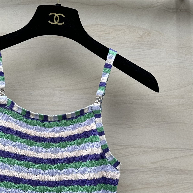 Ch**el dopamine color striped knitted camisole replica d&g clothing