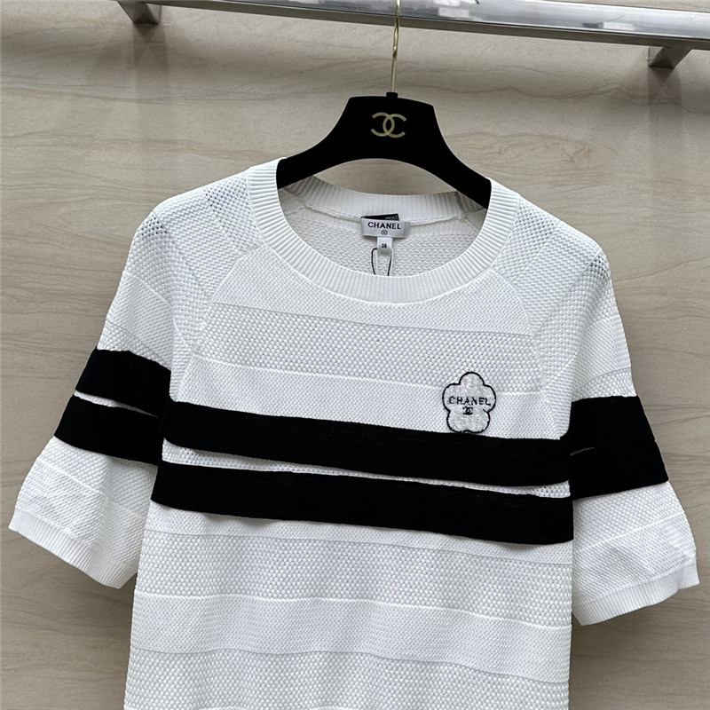 Ch**el celebrity style color matching camellia top replica clothes