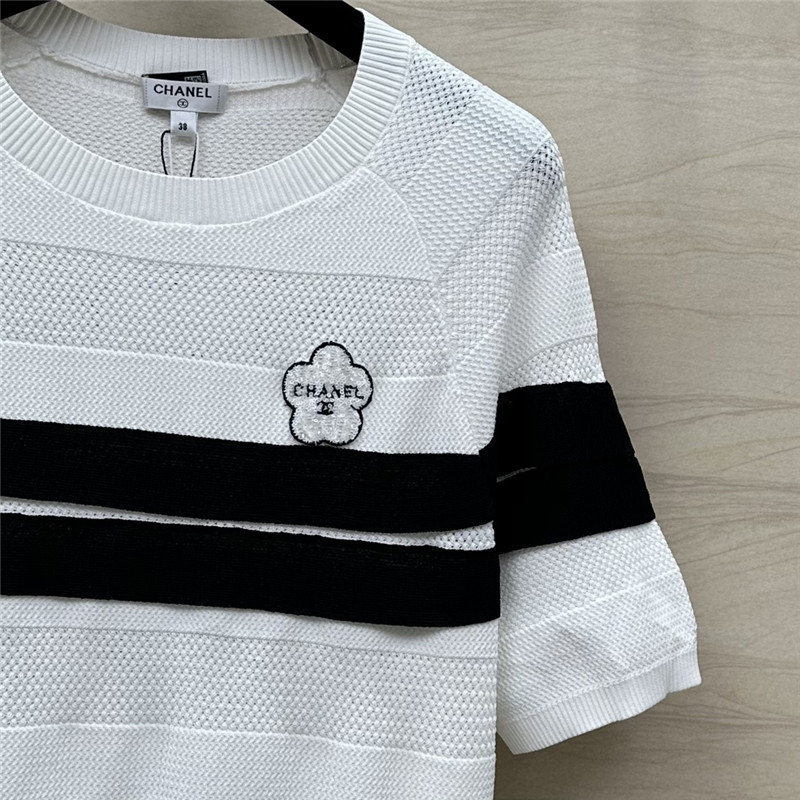 Ch**el celebrity style color matching camellia top replica clothes