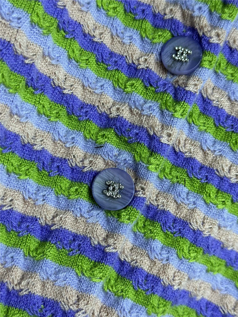 Ch**el striped short sleeve cardigan purple