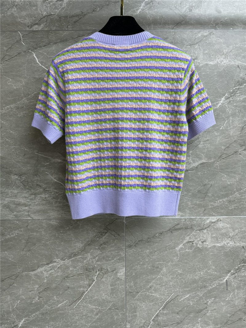 Ch**el striped short sleeve cardigan purple