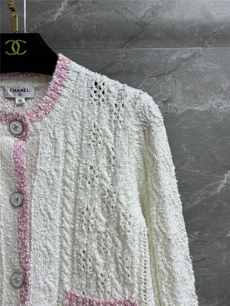 Ch**el color block twist cardigan white