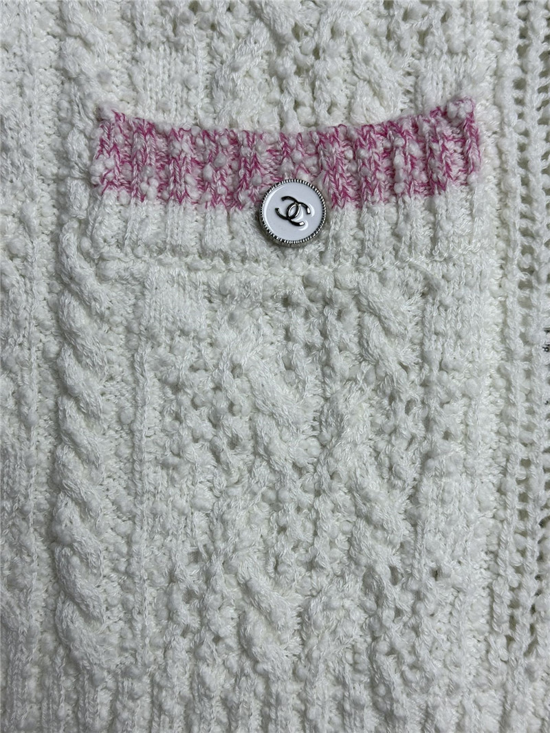 Ch**el color block twist cardigan white