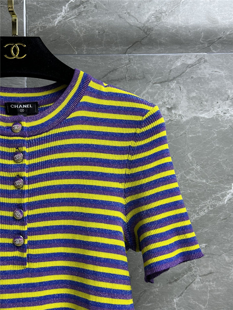 Ch**el striped knit short sleeve replica clothing sites