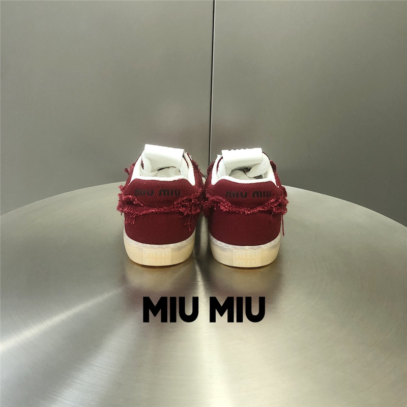 Miu Miu Red Lace-Up Canvas Sneakers