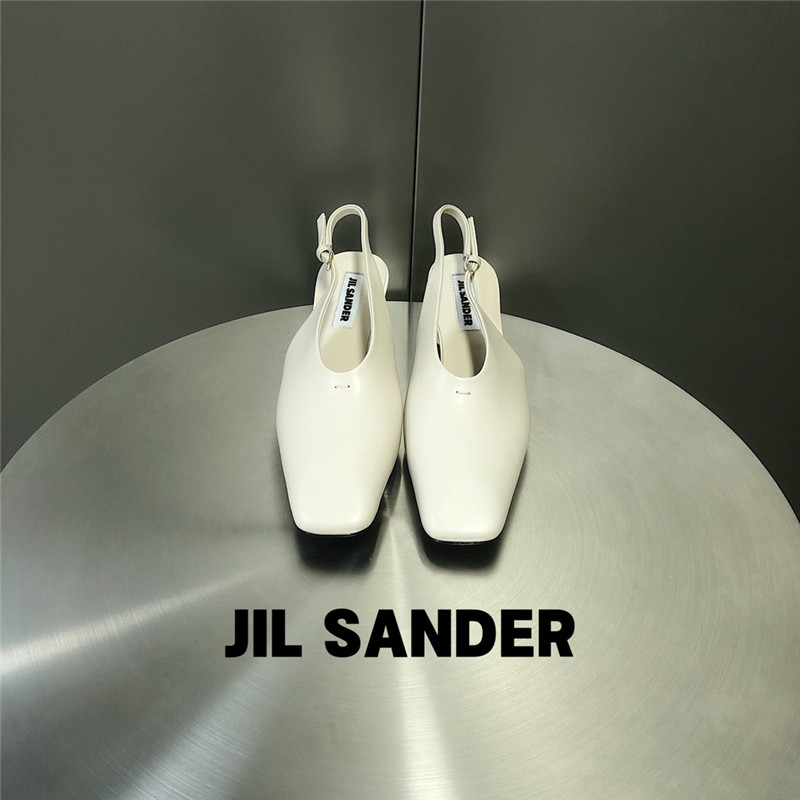Jil Sander 50mm Leather Slingback Pumps in White