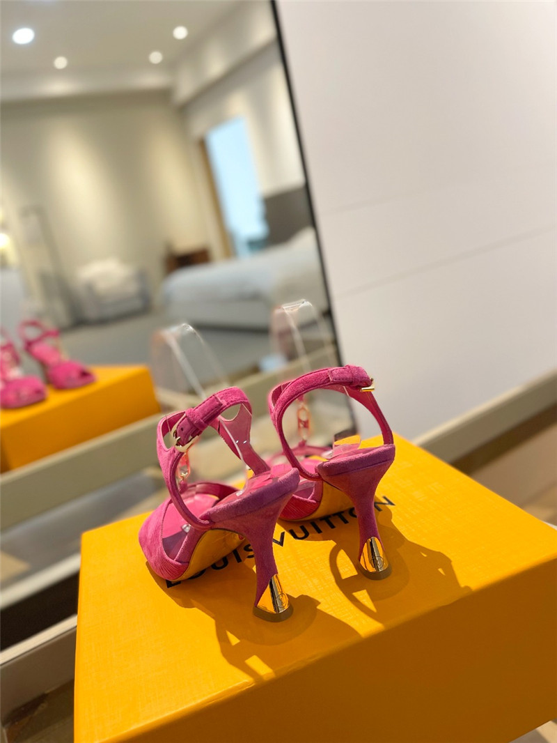 l0vis Vvtt0n rose red satin chain sparkle heels sandals
