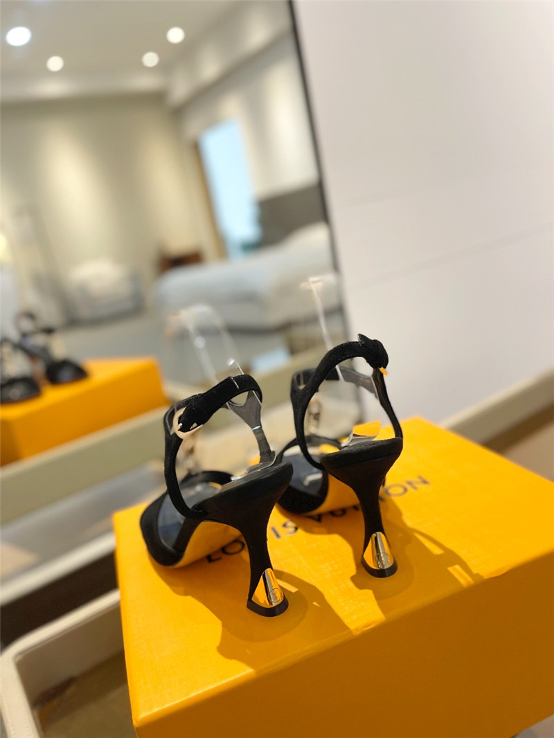 l0vis Vvtt0n black satin chain sparkle heels sandals