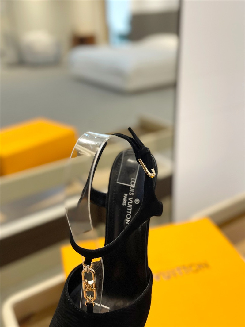 l0vis Vvtt0n black satin chain sparkle heels sandals