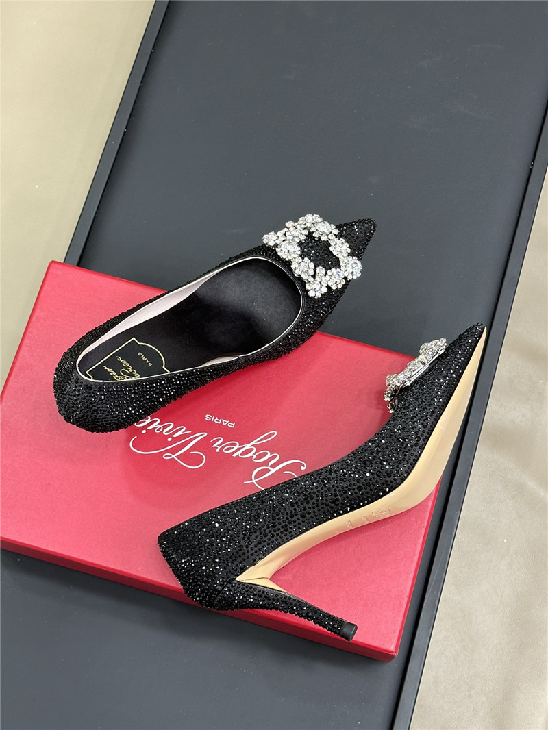 Roger Vivier Black Crystal Buckle Pumps