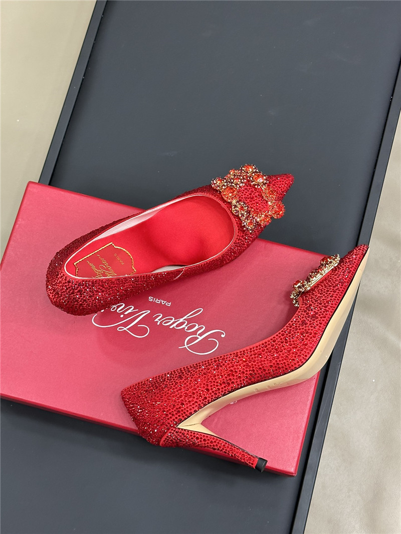 Roger Vivier Red Crystal Buckle Pumps