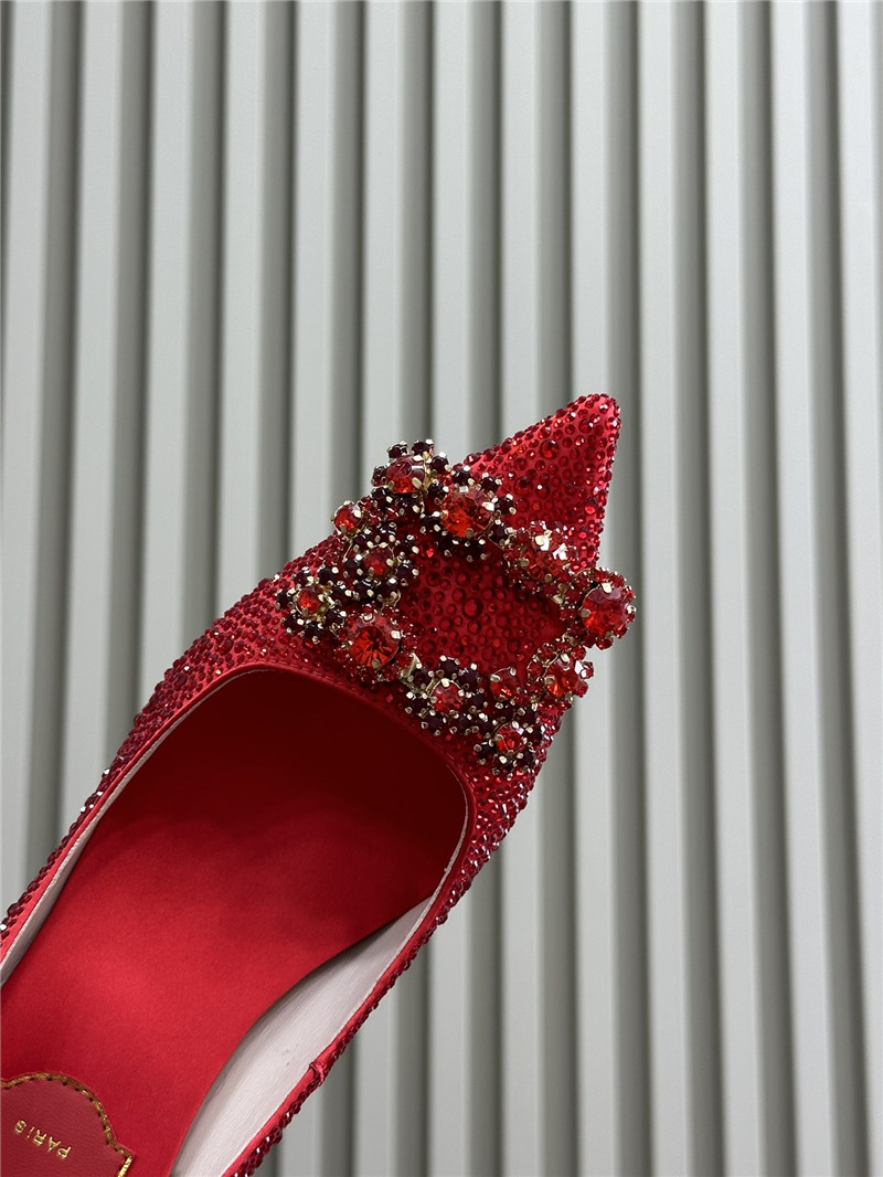 Roger Vivier Red Crystal Buckle Pumps