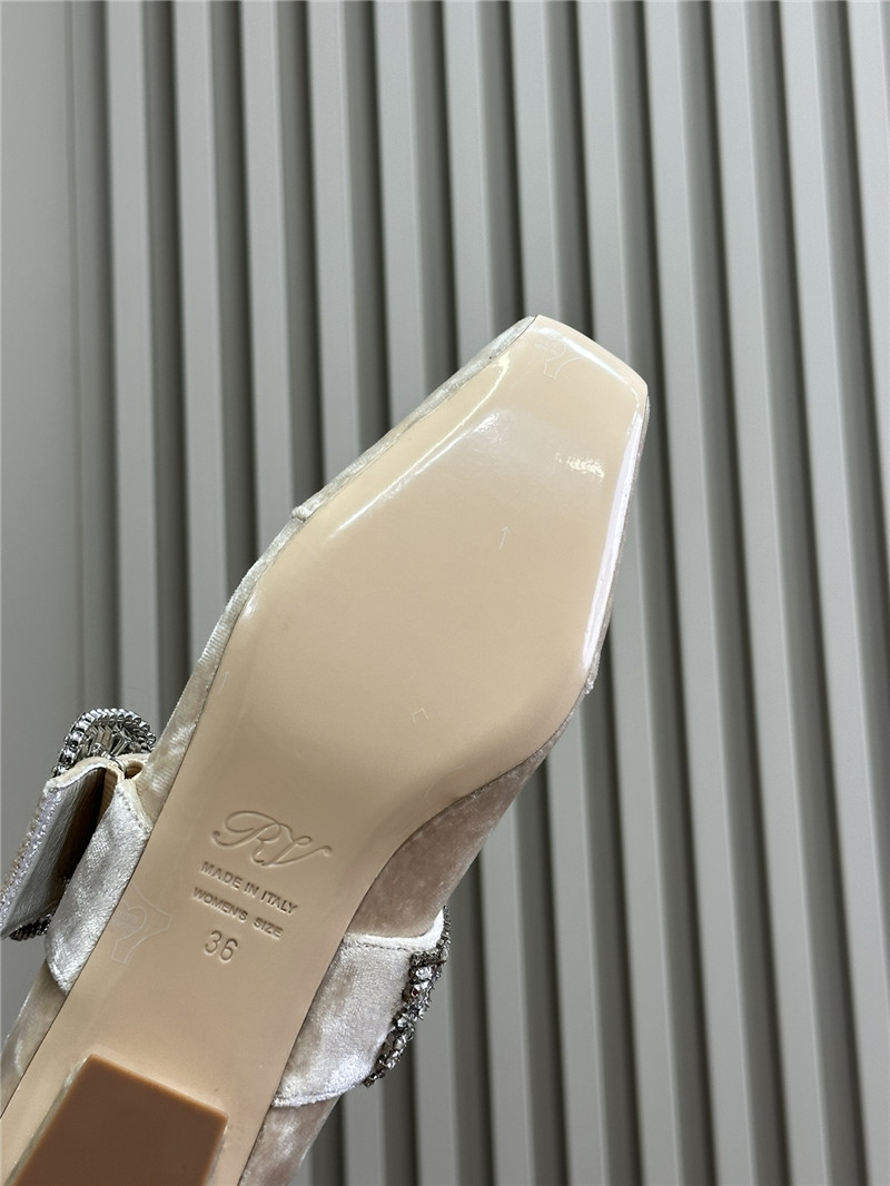 Roger Vivier Beige Velvet Belle Vivier Mary Janes