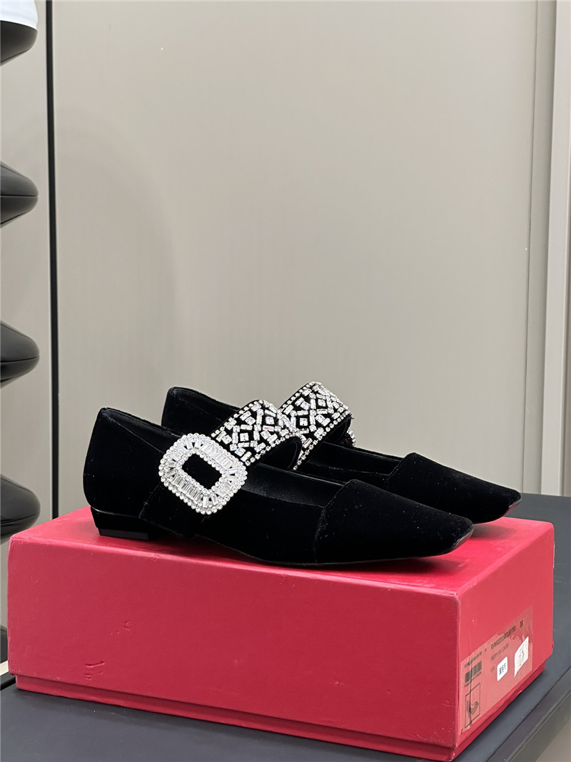 Roger Vivier Black Velvet Belle Vivier Mary Janes