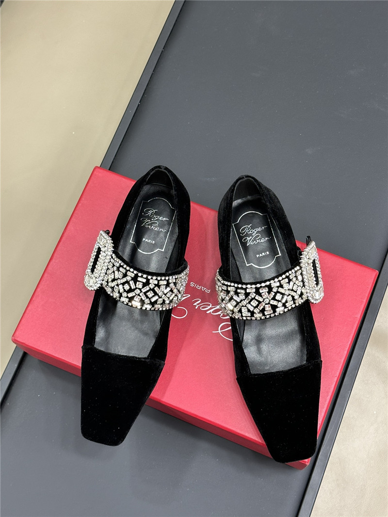Roger Vivier Black Velvet Belle Vivier Mary Janes