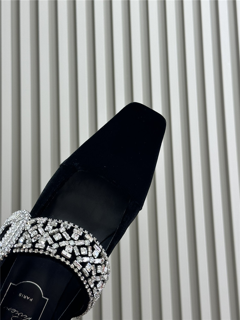 Roger Vivier Black Velvet Belle Vivier Mary Janes