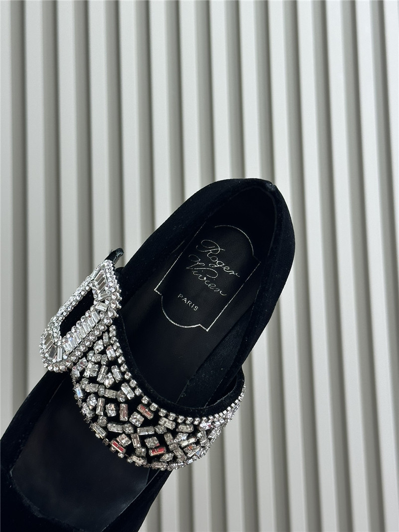 Roger Vivier Black Velvet Belle Vivier Mary Janes