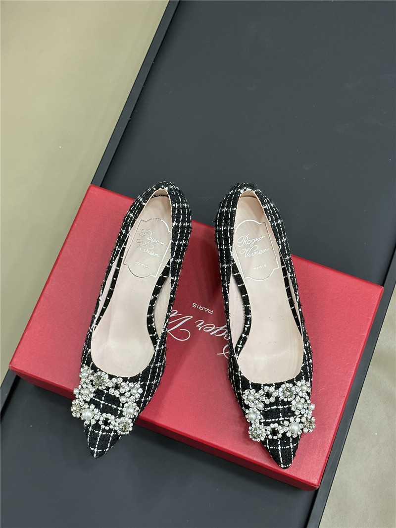 Roger Vivier Tweed Efflorescence Pumps in Black