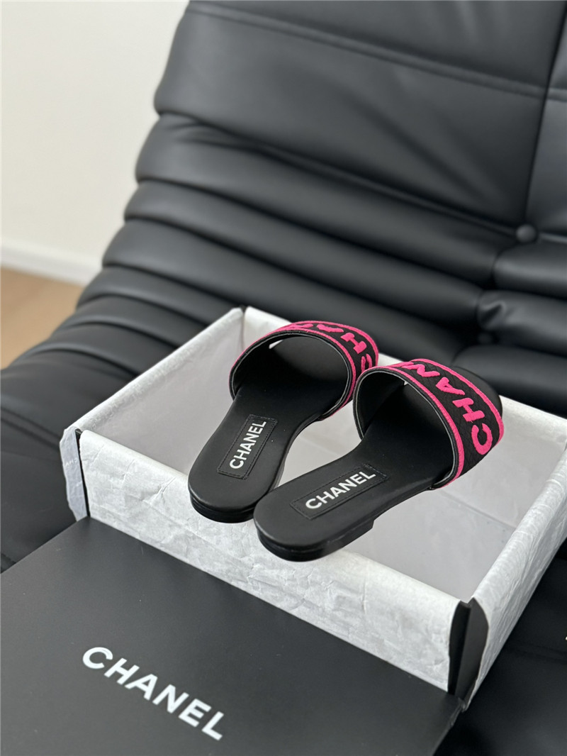 Ch**el woven embroidered logo letter slippers