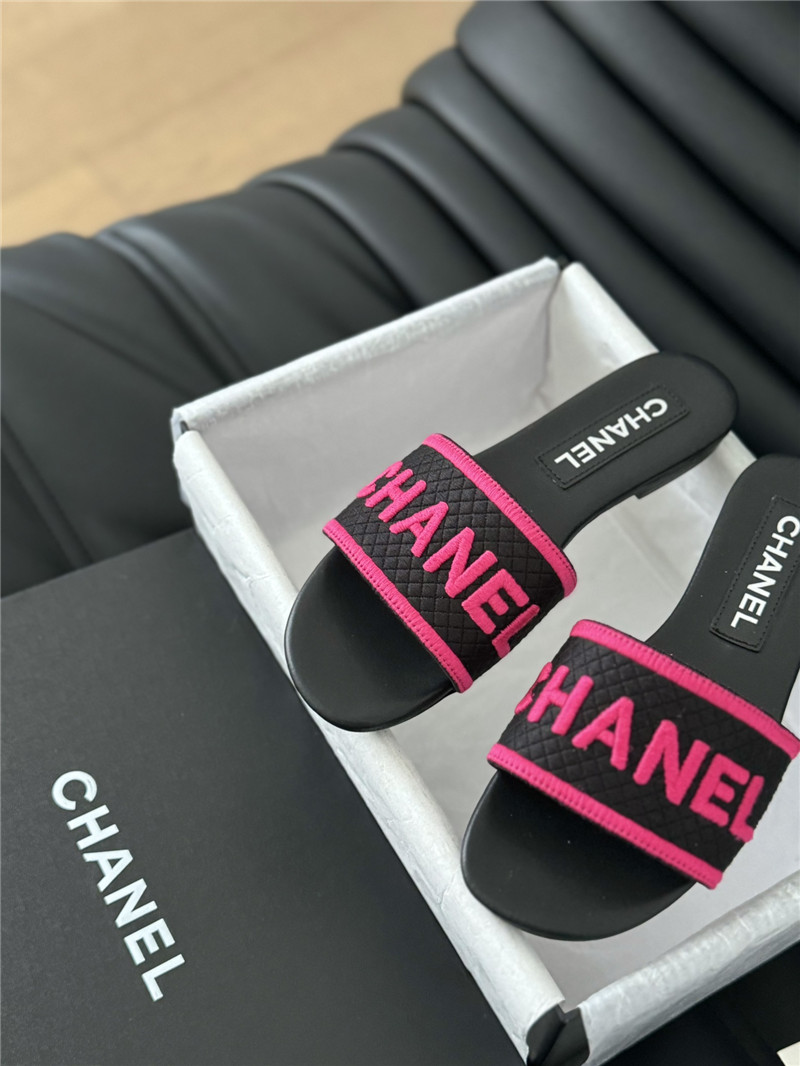 Ch**el woven embroidered logo letter slippers