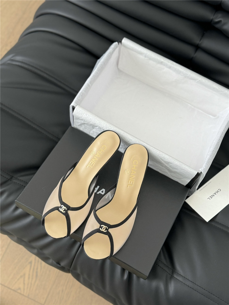 Ch**el transparent mesh peep toe heels