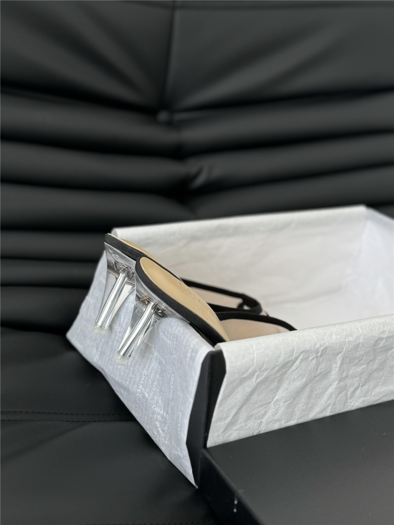 Ch**el transparent mesh peep toe heels