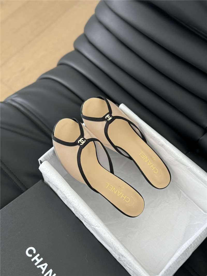 Ch**el transparent mesh peep toe heels