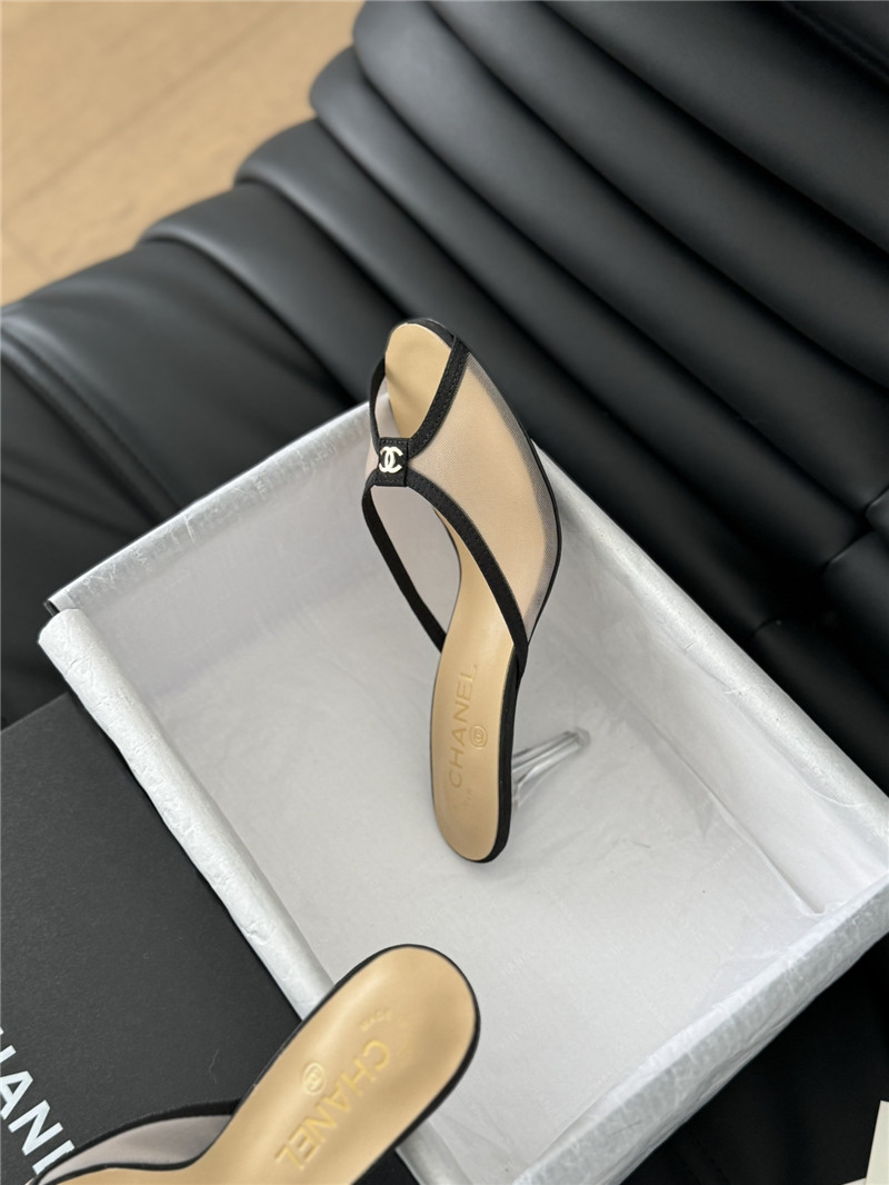 Ch**el transparent mesh peep toe heels