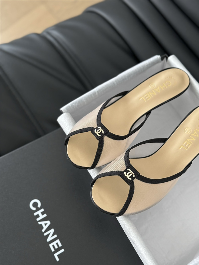 Ch**el transparent mesh peep toe heels