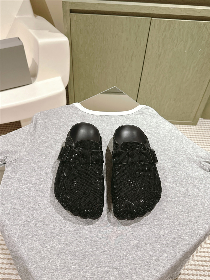 Ba1en*iaga rhinestone slippers black