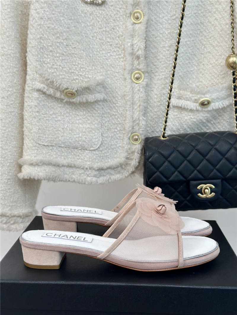 Ch**el pink camellia mesh flats